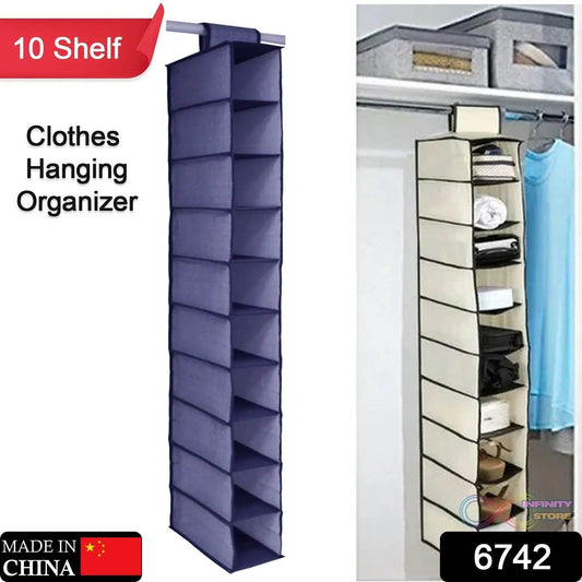 10tier Multipurpose Storage Rack, Foldable, Collapsible Fabric Wardrobe Organiser for Clothes - infinityexculsivestore.com