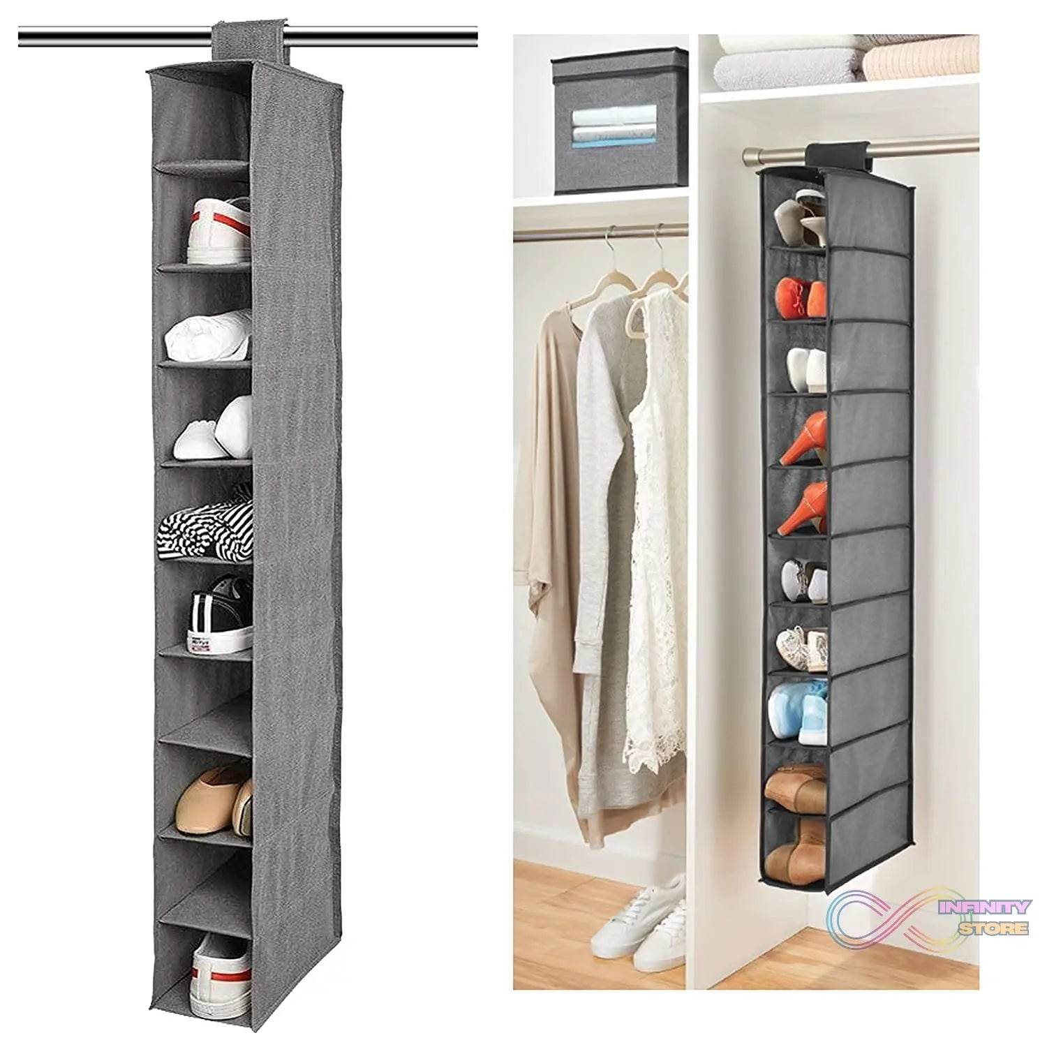 10tier Multipurpose Storage Rack, Foldable, Collapsible Fabric Wardrobe Organiser for Clothes - infinityexculsivestore.com