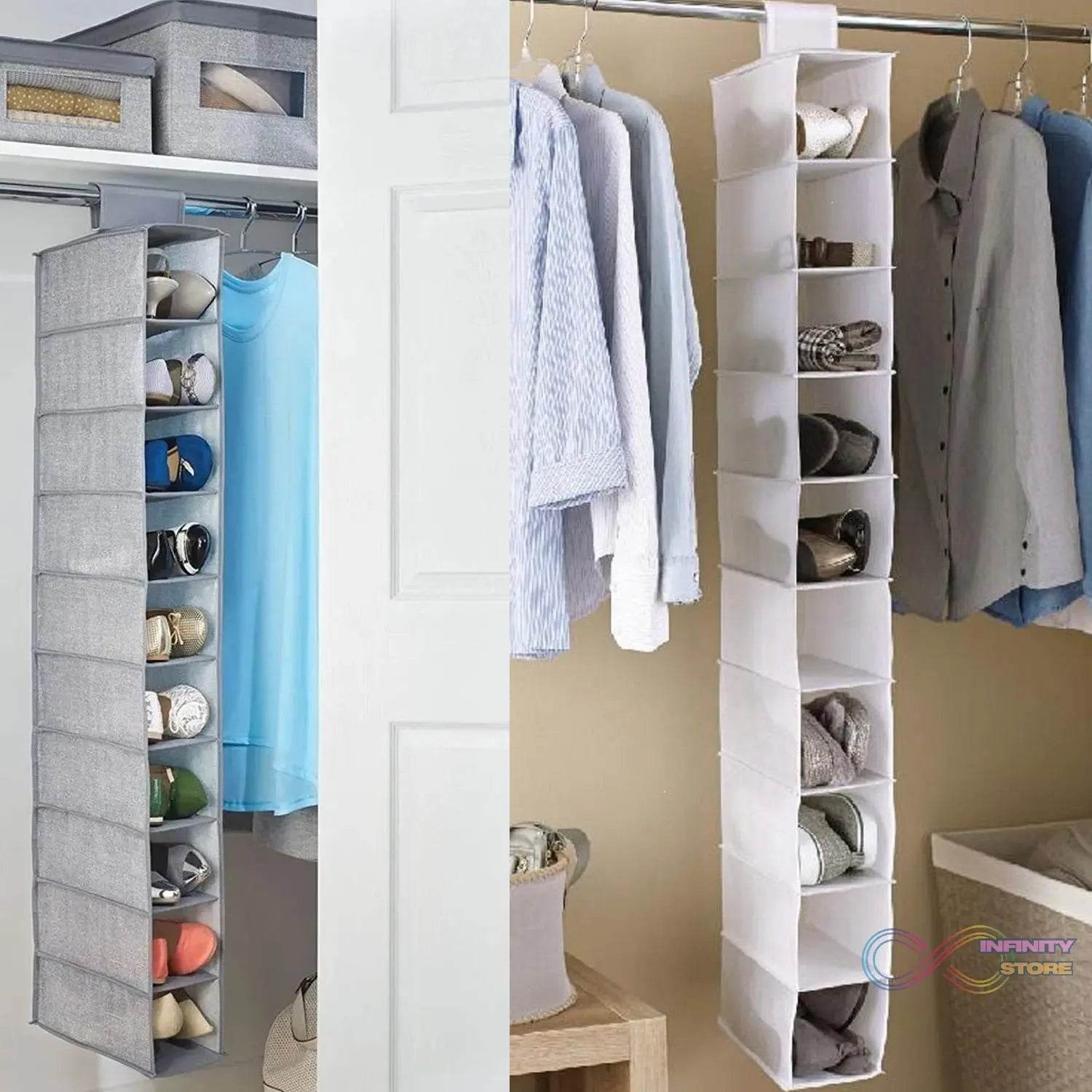 10tier Multipurpose Storage Rack, Foldable, Collapsible Fabric Wardrobe Organiser for Clothes - infinityexculsivestore.com
