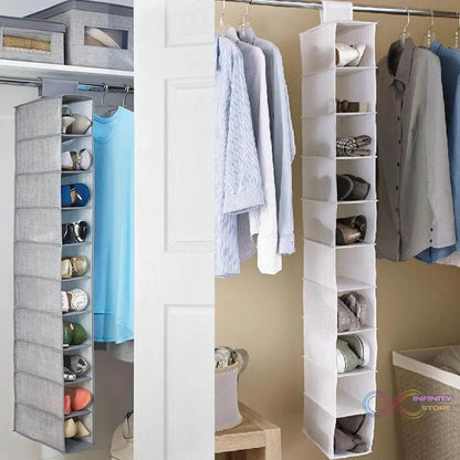 10tier Multipurpose Storage Rack, Foldable, Collapsible Fabric Wardrobe Organiser for Clothes - infinityexculsivestore.com