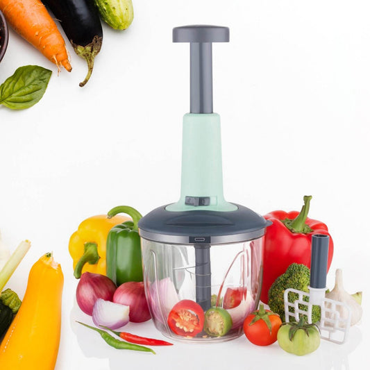 1100 ml 2 in 1 Push up Chopper with affixed with 6 Sharp Blade | Vegetable and Fruit Cutter with Easy Push and chop Button - infinityexculsivestore.com