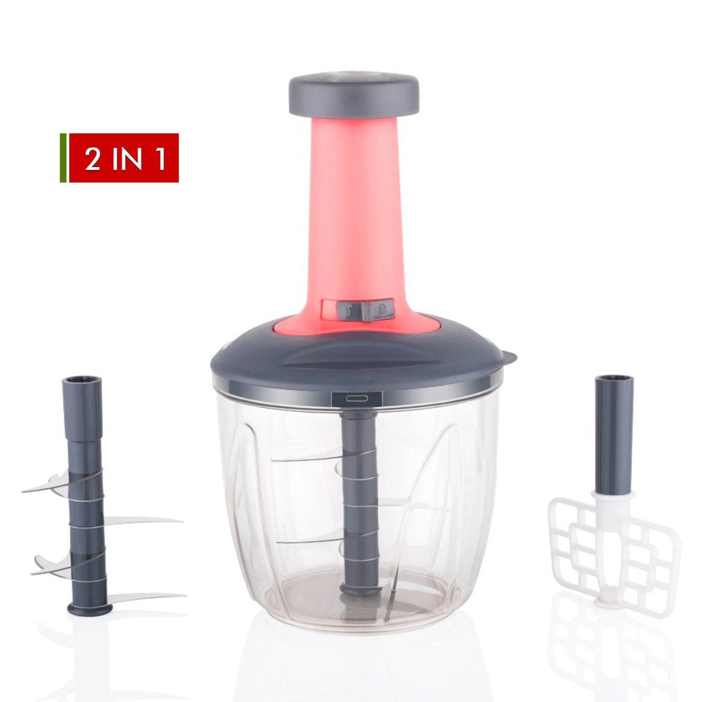 1100 ml 2 in 1 Push up Chopper with affixed with 6 Sharp Blade | Vegetable and Fruit Cutter with Easy Push and chop Button - infinityexculsivestore.com