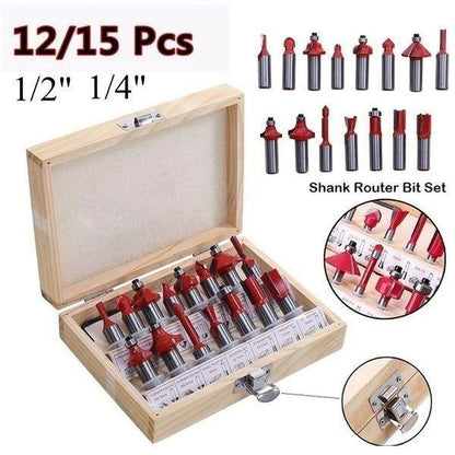 12 / 15pcs Milling Cutter Router Bit Set - infinityexculsivestore.com