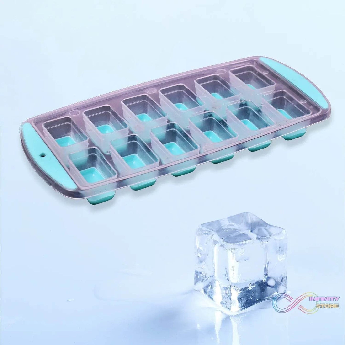 12-Grid Silicone Ice Cube Tray - Food-Grade Square Ice Maker, Easy Release Bottom - infinityexculsivestore.com