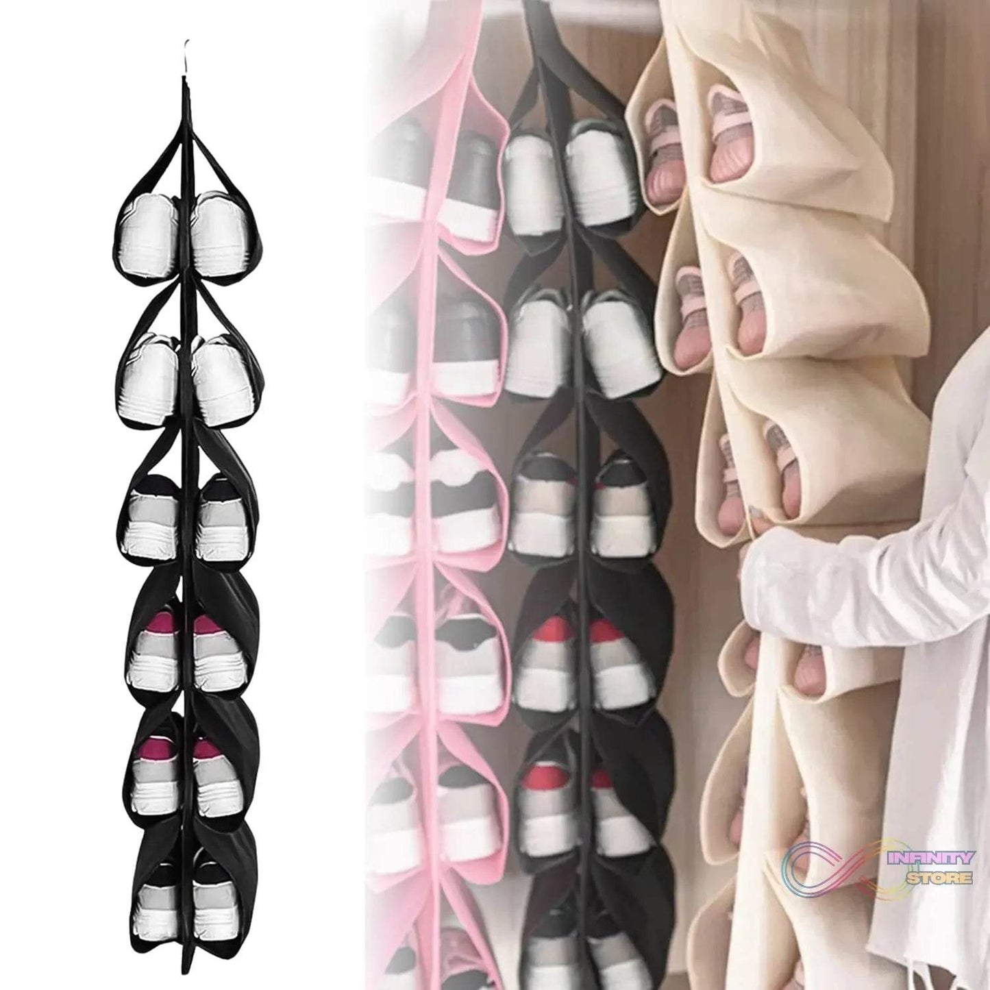 12 Grids Hanging Storage Bag (1 Pc / 12 Pocket / Mix Color) - infinityexculsivestore.com