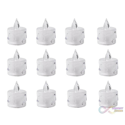 12 Pcs Flameless and Smokeless Decorative Acrylic Candles Transparent Led Tea Light Candle for Gifting, House, Diwali, Christmas, Festival, Events Decor Candles - infinityexculsivestore.com