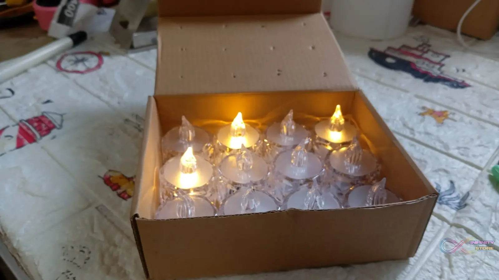 12 Pcs Flameless and Smokeless Decorative Acrylic Candles Transparent Led Tea Light Candle for Gifting, House, Diwali, Christmas, Festival, Events Decor Candles - infinityexculsivestore.com