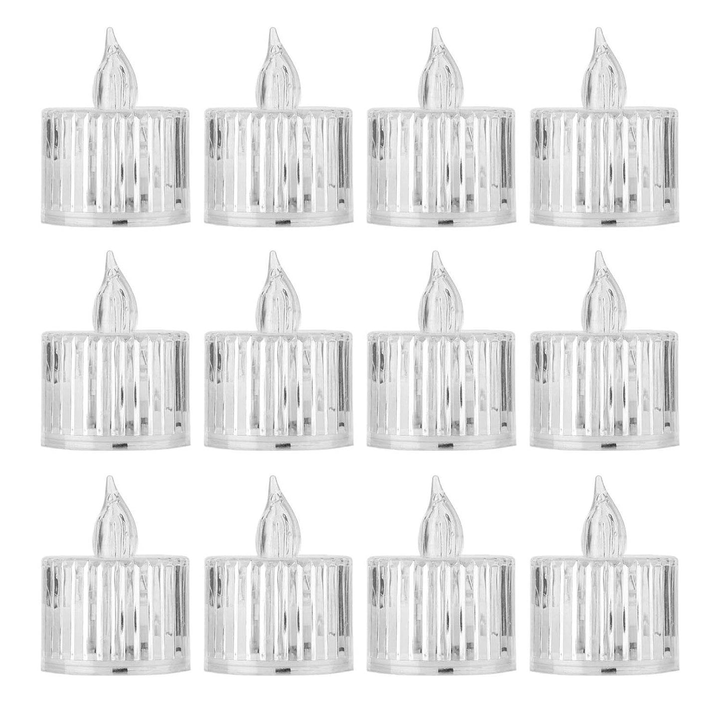 12 Pcs Flameless and Smokeless Decorative Acrylic Candles Transparent Led Tea Light Candle for Gifting, House, Diwali, Christmas, Festival, Events Decor Candles - infinityexculsivestore.com