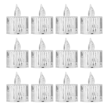 12 Pcs Flameless and Smokeless Decorative Acrylic Candles Transparent Led Tea Light Candle for Gifting, House, Diwali, Christmas, Festival, Events Decor Candles - infinityexculsivestore.com