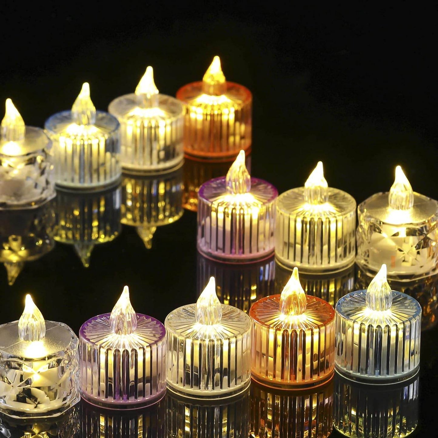 12 Pcs Flameless and Smokeless Decorative Acrylic Candles Transparent Led Tea Light Candle for Gifting, House, Diwali, Christmas, Festival, Events Decor Candles - infinityexculsivestore.com
