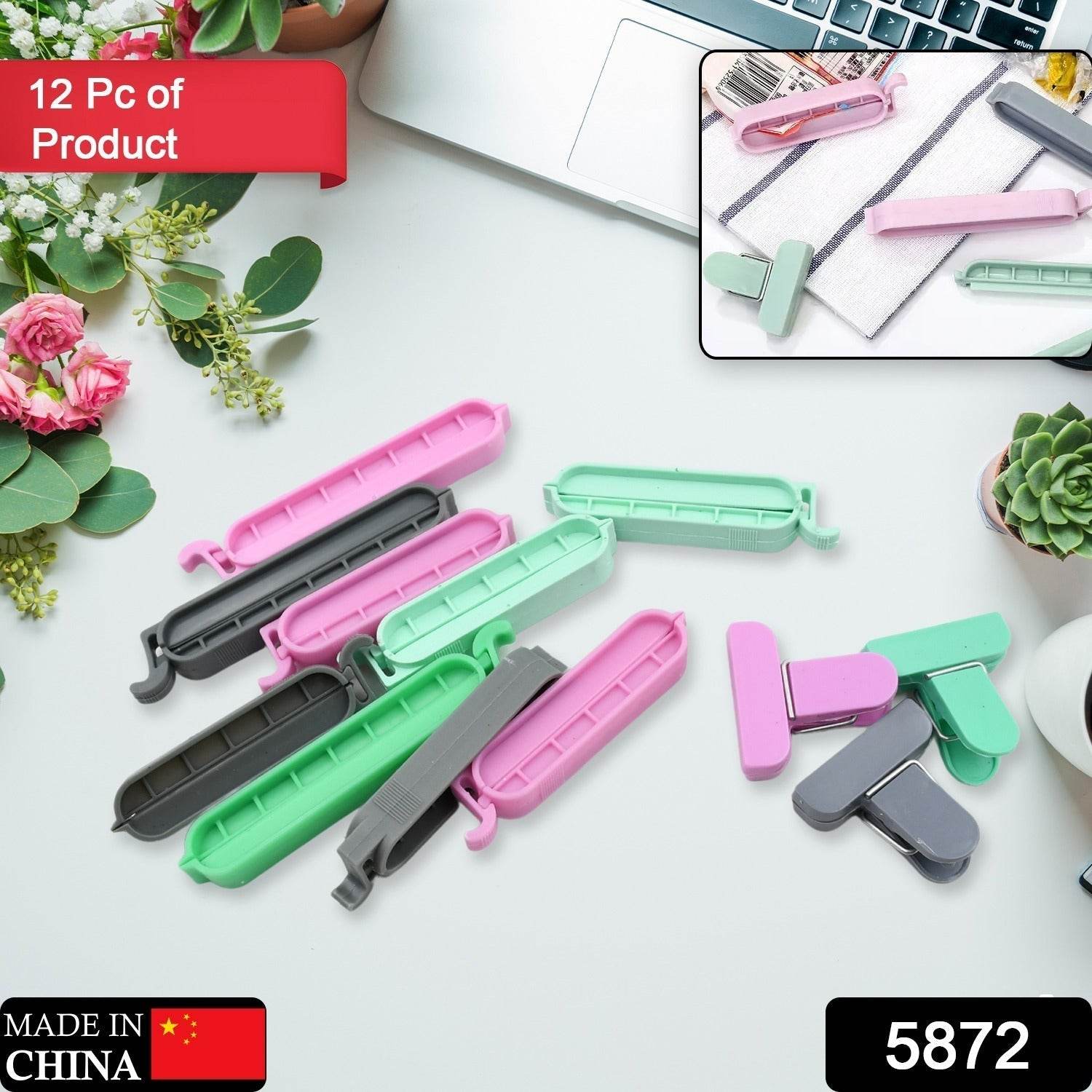 12 Pieces Food Clips, Plastic Food Bag Clips Reusable Bag Clips for Food Storage Colorful Sealing Clips for Snack, Coffee, Home, Kitchen, Travel, Camping - infinityexculsivestore.com