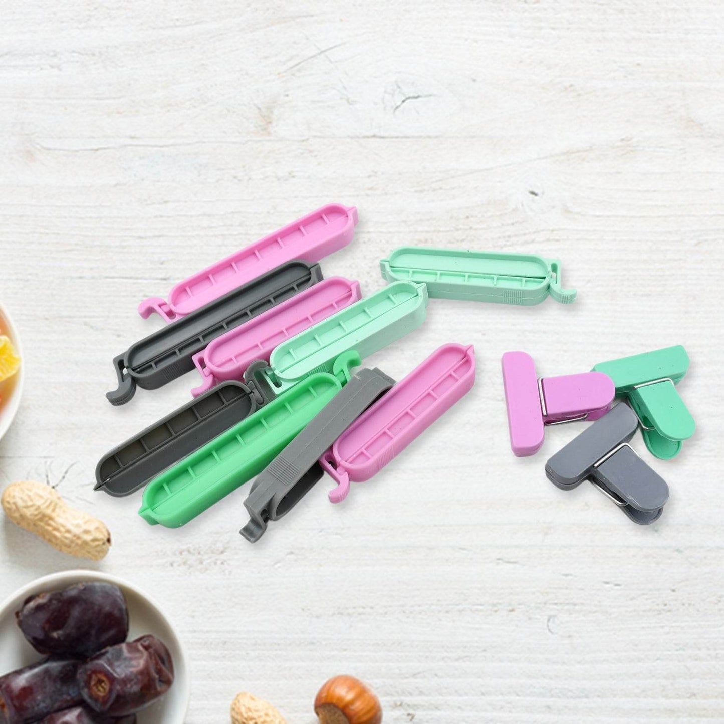12 Pieces Food Clips, Plastic Food Bag Clips Reusable Bag Clips for Food Storage Colorful Sealing Clips for Snack, Coffee, Home, Kitchen, Travel, Camping - infinityexculsivestore.com