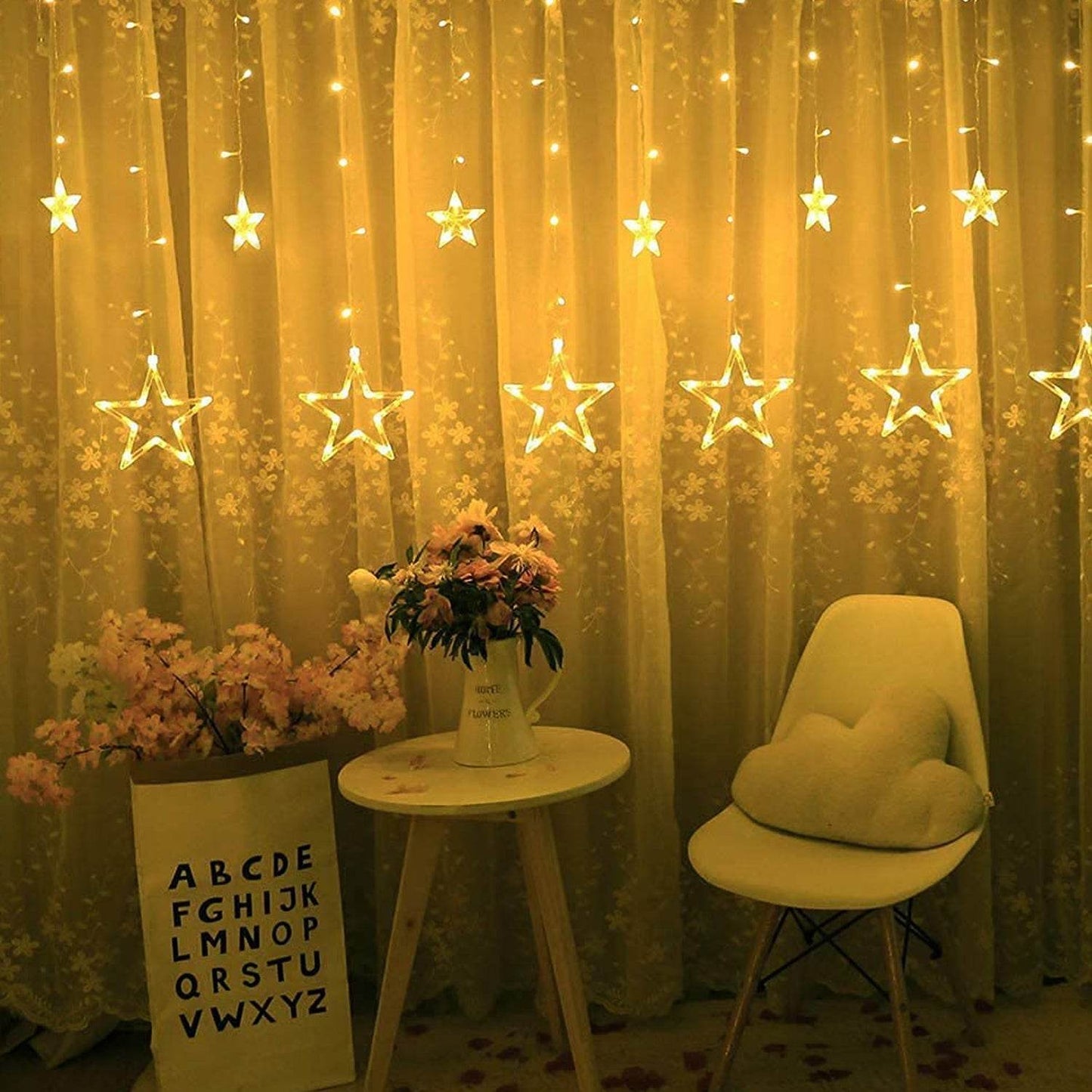 12 STARS CURTAIN STRING LIGHTS, WINDOW CURTAIN LIGHTS WITH 8 FLASHING MODES DECORATION FOR FESTIVALS - infinityexculsivestore.com