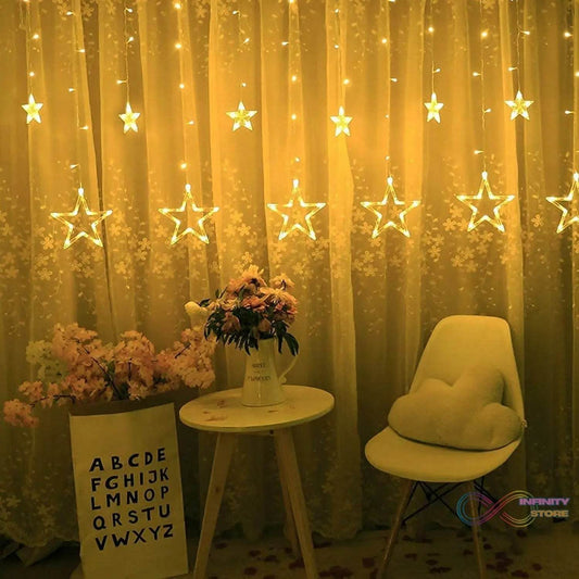 12 Stars Curtain String Lights, Window Curtain Lights with 8 Flashing Modes Decoration for Festivals-11 - infinityexculsivestore.com