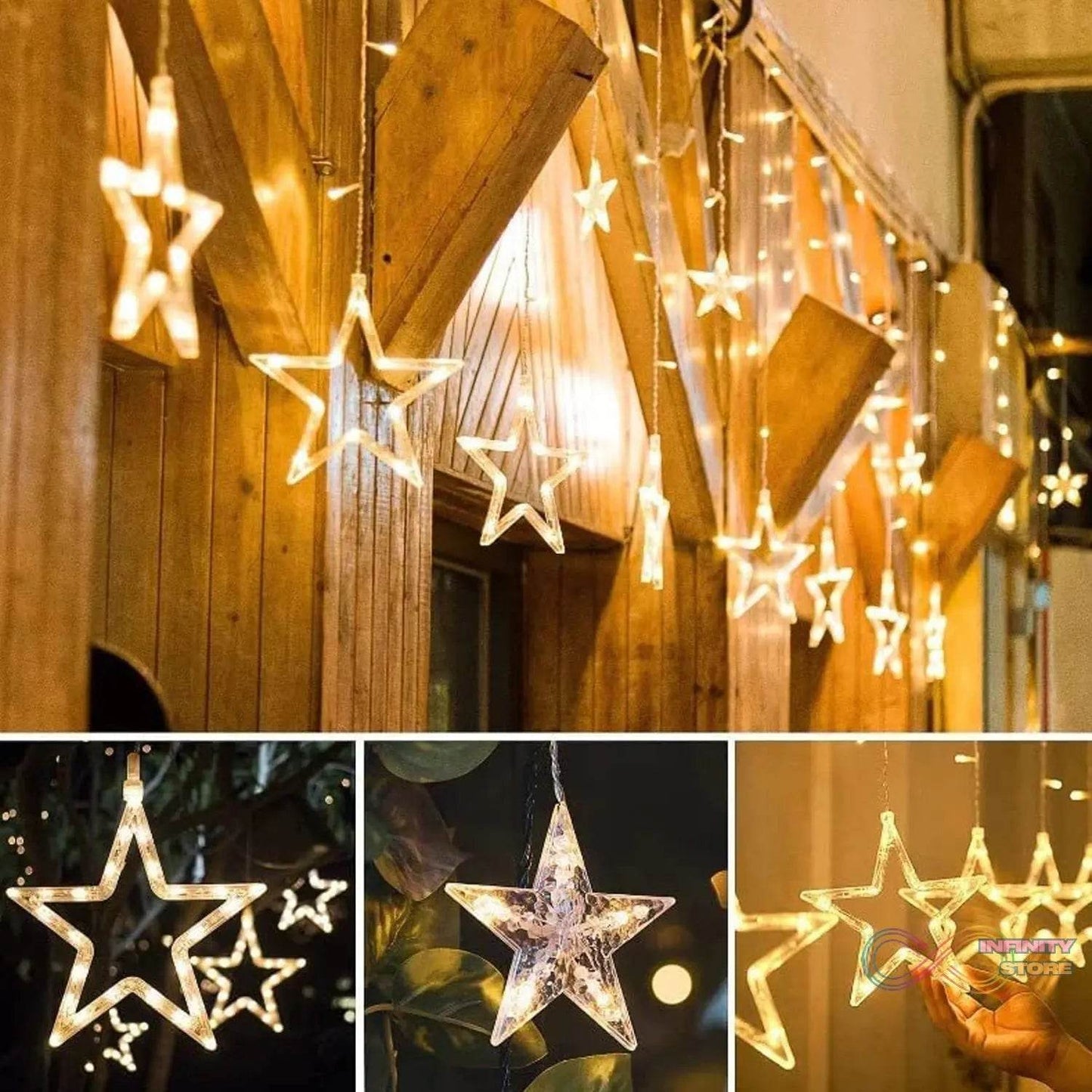 12 Stars Curtain String Lights, Window Curtain Lights with 8 Flashing Modes Decoration for Festivals-11 - infinityexculsivestore.com