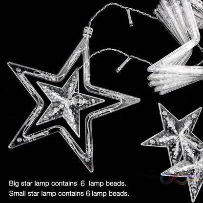 12 Stars Curtain String Lights, Window Curtain Lights with 8 Flashing Modes Decoration for Festivals-11 - infinityexculsivestore.com