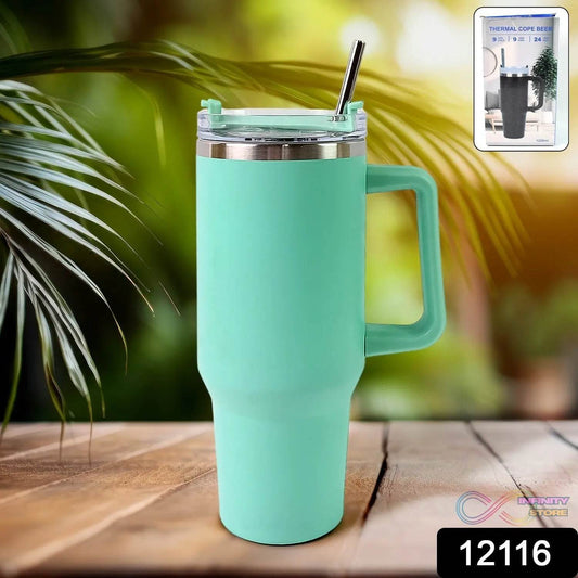 1200 ML Insulated Tumbler with Lid and Straw, Thermal Cope Beer Quencher (1200ml / 1 Pc / Mix Color) - infinityexculsivestore.com