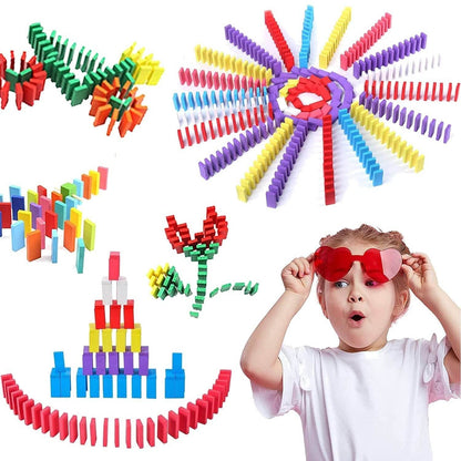 120Pc Dominoes Blocks Set Multicolor Wooden Toy Building Indoor Game Toy. - infinityexculsivestore.com