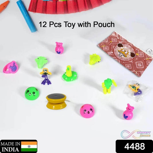 12pc Mix All New Toy And Plastic Pouch Mix All Types Playing Toy For Kids - infinityexculsivestore.com