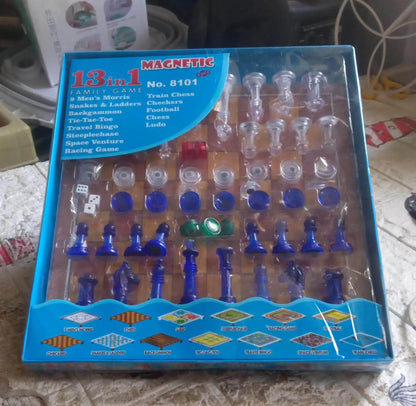 13 in 1 Family Board Game Chess, Snakes & Ladders, Ludo, Tic-Tac-Toe, Checkers, Travel Bingo, Football, Space Venture, Steeplechase Set for Kids - infinityexculsivestore.com