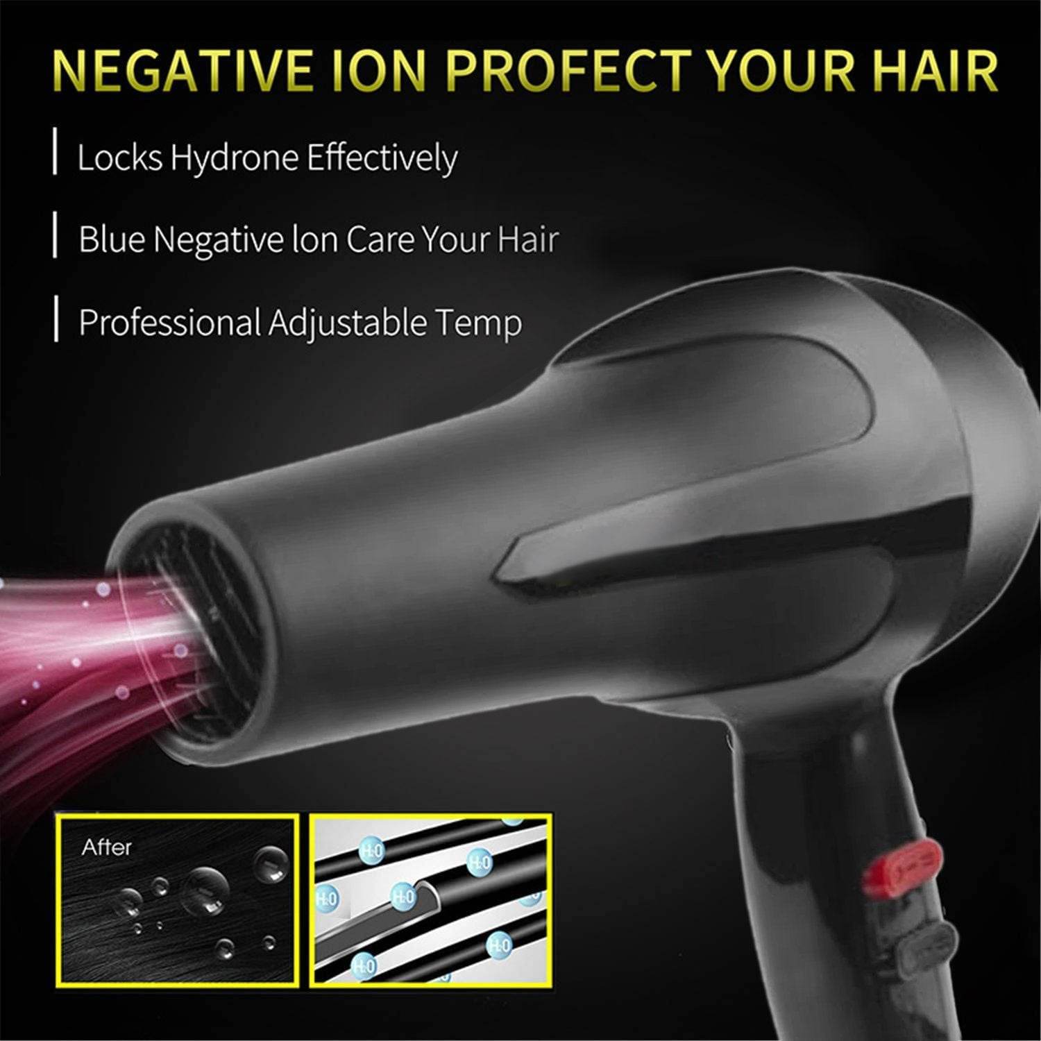 1500 Watts Professional Hair Dryer 2888 (Black) - infinityexculsivestore.com