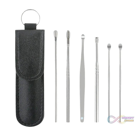 15036 6-in-1 Ear Wax Cleaner- Resuable Ear Cleaning Tools Leather Pouch - infinityexculsivestore.com