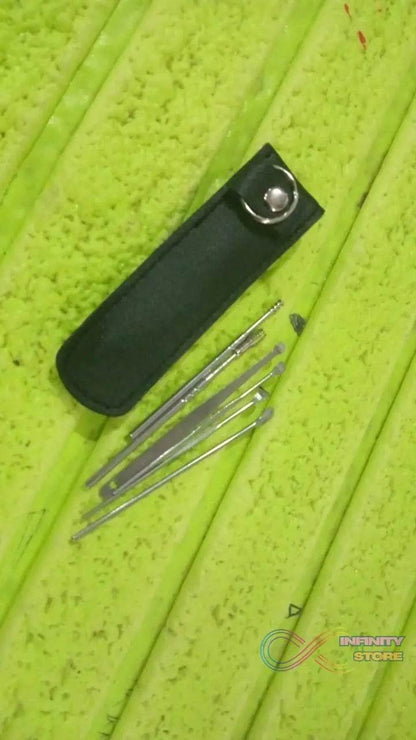15036 6-in-1 Ear Wax Cleaner- Resuable Ear Cleaning Tools Leather Pouch - infinityexculsivestore.com