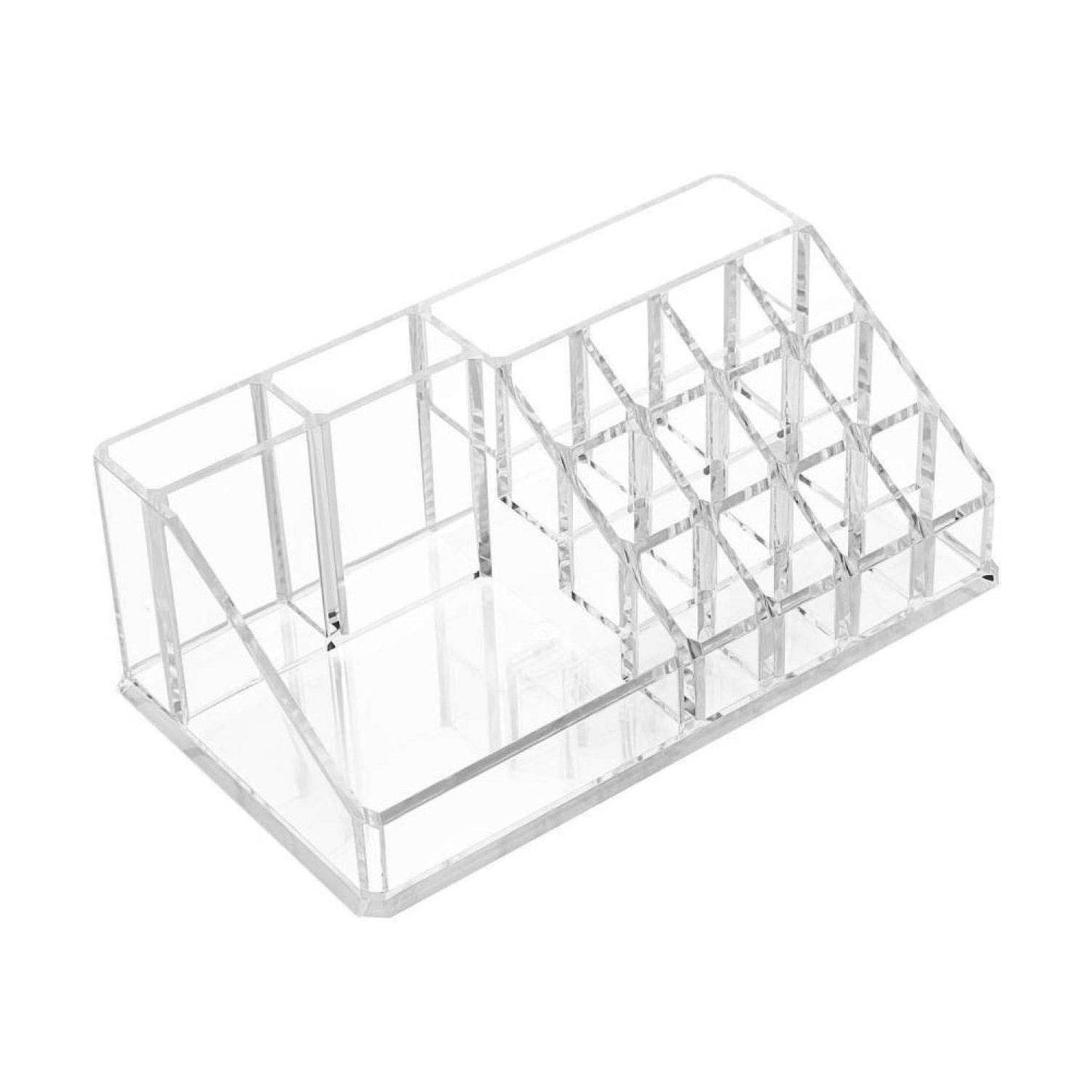 16 Compartment Cosmetic Makeup Jewellery Lipstick Storage Organiser Box, Cosmetic Storage Box Make-up Lipstick Organizer / Lipstick Holder Case Transparent - infinityexculsivestore.com