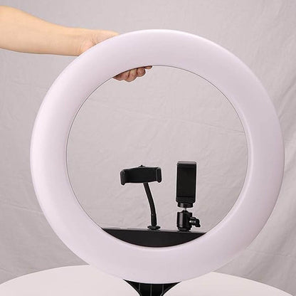 18 Inch LED Ring Light with 3 Colour Modes & 3 Mobile Holders, Remote Control (1 Set) - infinityexculsivestore.com