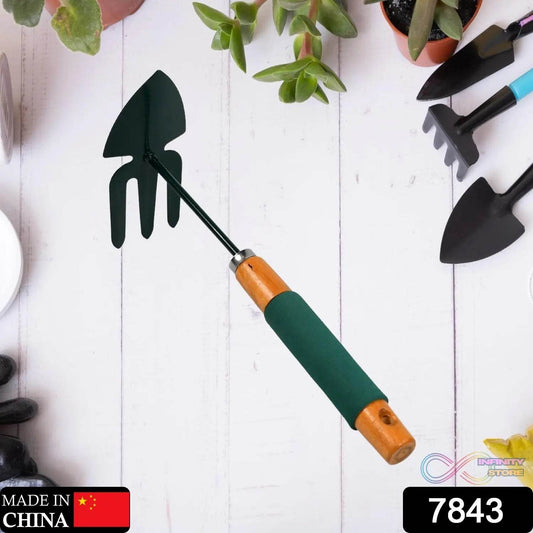 2 IN 1 DOUBLE HAND HOE GARDENING TOOL WITH WOODEN HANDLE - infinityexculsivestore.com