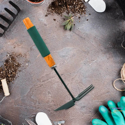 2 IN 1 DOUBLE HAND HOE GARDENING TOOL WITH WOODEN HANDLE - infinityexculsivestore.com