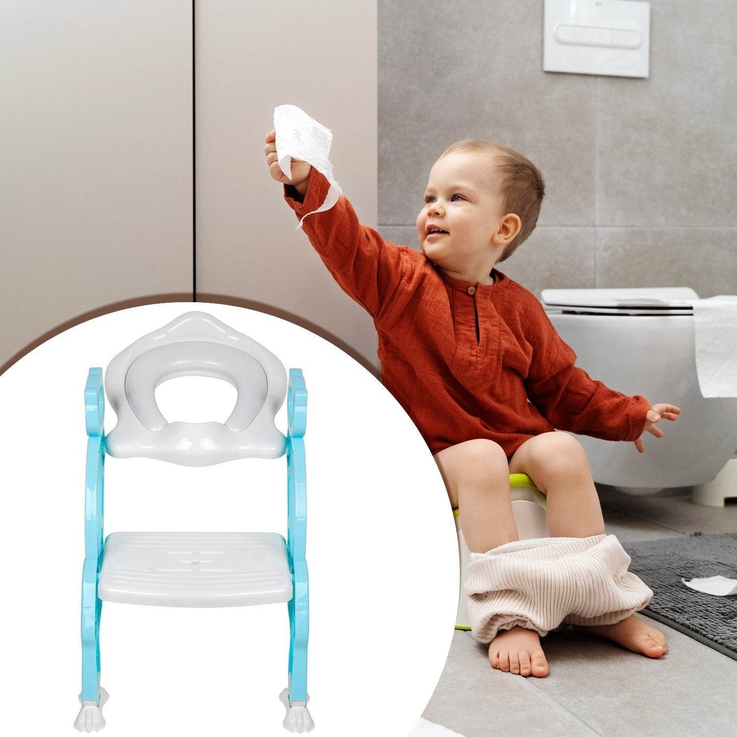 2 In 1 Potty Training Toilet Seat with Step Stool Ladder For Toddlers - infinityexculsivestore.com