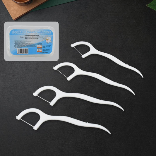 2 In 1 Tooth Picks Flosses / Sticks, Portable Toothpicks (50 Pc Set) - infinityexculsivestore.com