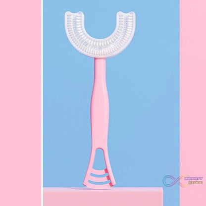 2 In1 U - Shape Silicone Manual Toothbrush & Tongue Scraper Cleaner Brush (1 Pc) - infinityexculsivestore.com