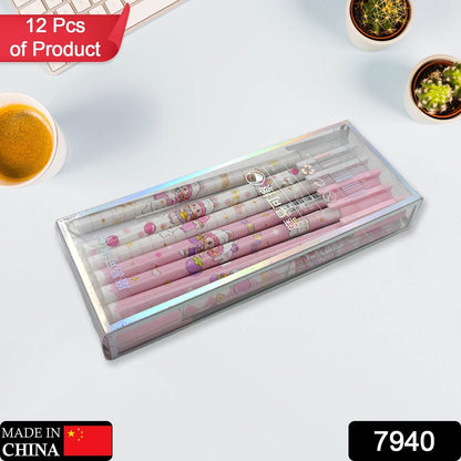 Erasable gel ink pen 12 Pcs/ Fancy Cute Blue Gel Pen with attached Magic Wipe Eraser Gel Pen, Stationery for Office School Writing Examination Supplies Tool, Return Gifts For Kids, Birthday Gifts - infinityexculsivestore.com