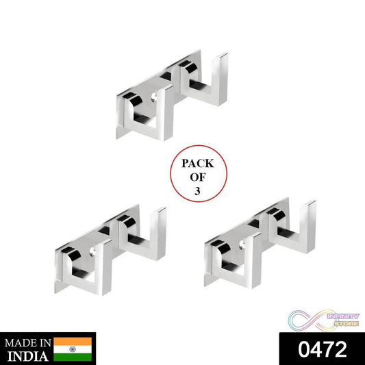 2 Pin Cloth Hanger Bathroom Wall Door Hooks For Hanging keys,Clothes Holder Hook Rail (Pack of 3) - infinityexculsivestore.com