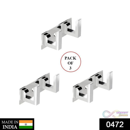 2 Pin Cloth Hanger Bathroom Wall Door Hooks For Hanging keys,Clothes Holder Hook Rail (Pack of 3) - infinityexculsivestore.com