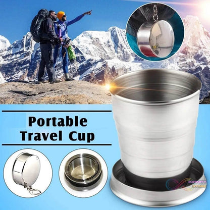 2 in 1 Camping Folding Cup with Keychain (1 Pc) - infinityexculsivestore.com