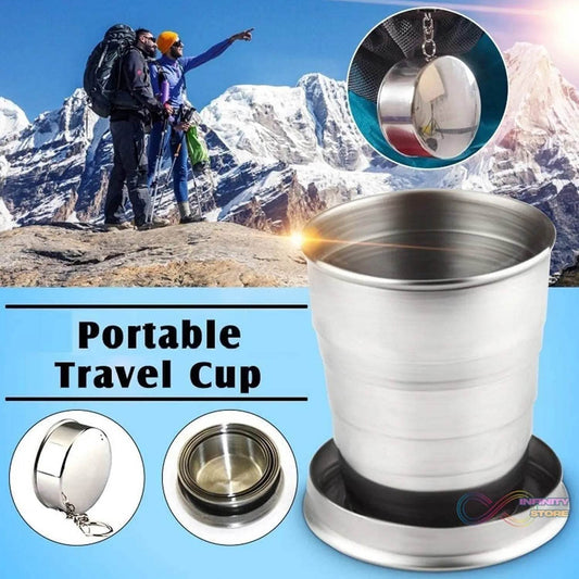 2 in 1 Camping Folding Cup with Keychain (1 Pc) - infinityexculsivestore.com