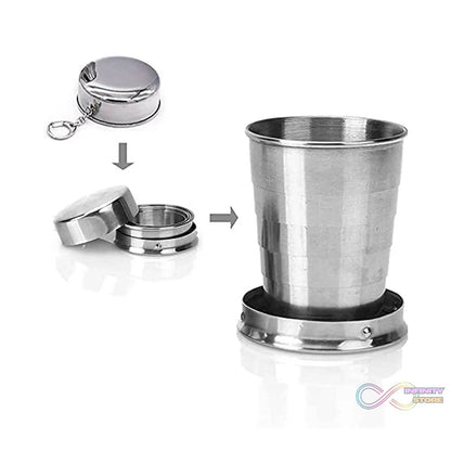 2 in 1 Camping Folding Cup with Keychain (1 Pc) - infinityexculsivestore.com