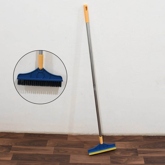 2 in 1 Cleaning Brush & Wiper , Long Handle Floor Brush, Rotatable Cleaning Brush for Bathroom, Kitchen, 120 Degree Triangular Rotating Brush Head with Wiper - infinityexculsivestore.com