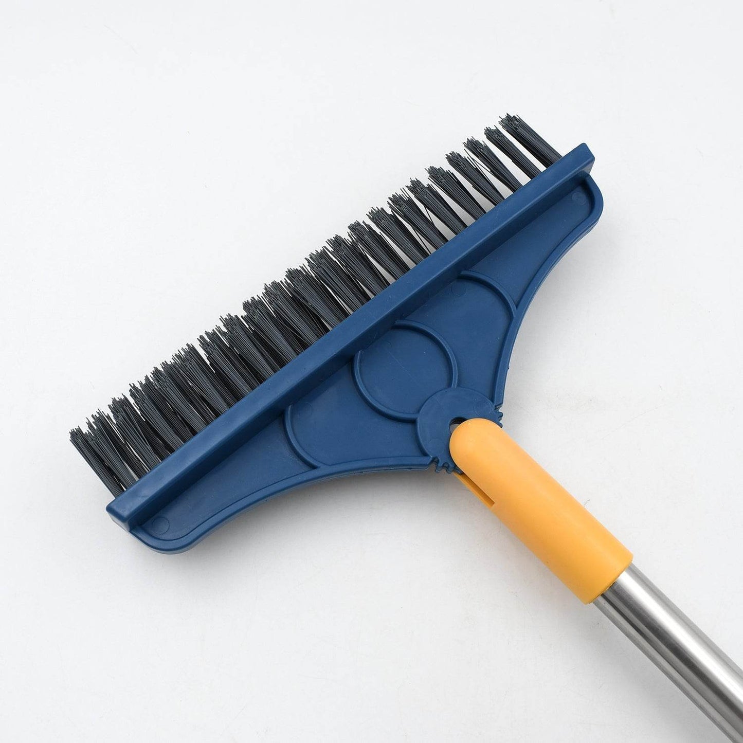 2 in 1 Cleaning Brush & Wiper , Long Handle Floor Brush, Rotatable Cleaning Brush for Bathroom, Kitchen, 120 Degree Triangular Rotating Brush Head with Wiper - infinityexculsivestore.com