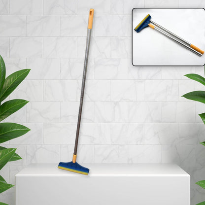 2 in 1 Cleaning Brush & Wiper , Long Handle Floor Brush, Rotatable Cleaning Brush for Bathroom, Kitchen, 120 Degree Triangular Rotating Brush Head with Wiper - infinityexculsivestore.com