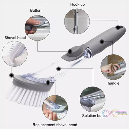 2-in-1 Dishwashing Brush, Long Handle Wash Pot Brush Washing Dish - infinityexculsivestore.com