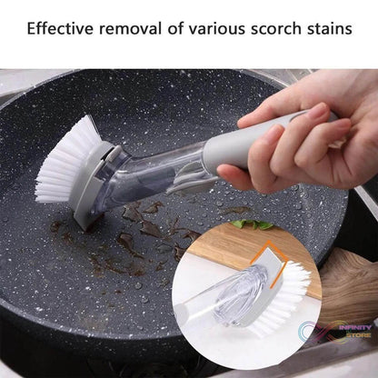 2-in-1 Dishwashing Brush, Long Handle Wash Pot Brush Washing Dish - infinityexculsivestore.com