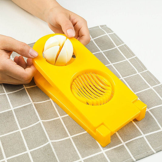 2 in 1 Double Cut Boiled Egg cutter with stainless steel wire for easy slicing of boiled eggs. - infinityexculsivestore.com