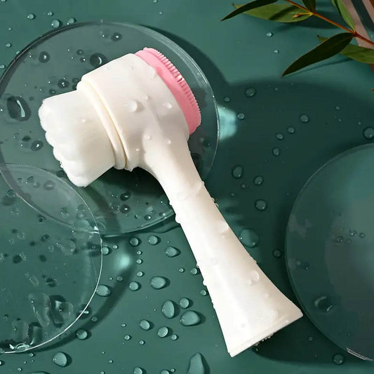 2 in 1 Facial Brush Cleansing | Manual Face Scrubber | Silicone Double - Sided Face Wash Brush for Sensitive, Delicate, Dry Skin (1 Pc) - infinityexculsivestore.com