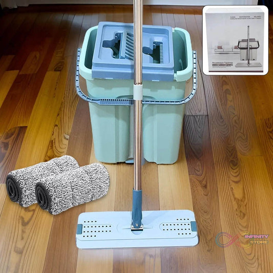 2 - in - 1 Flat mop and Bucket Set - infinityexculsivestore.com
