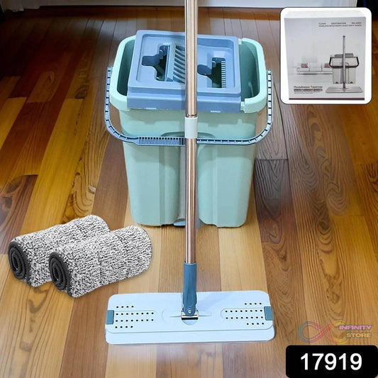 2 - in - 1 Flat mop and Bucket Set - infinityexculsivestore.com