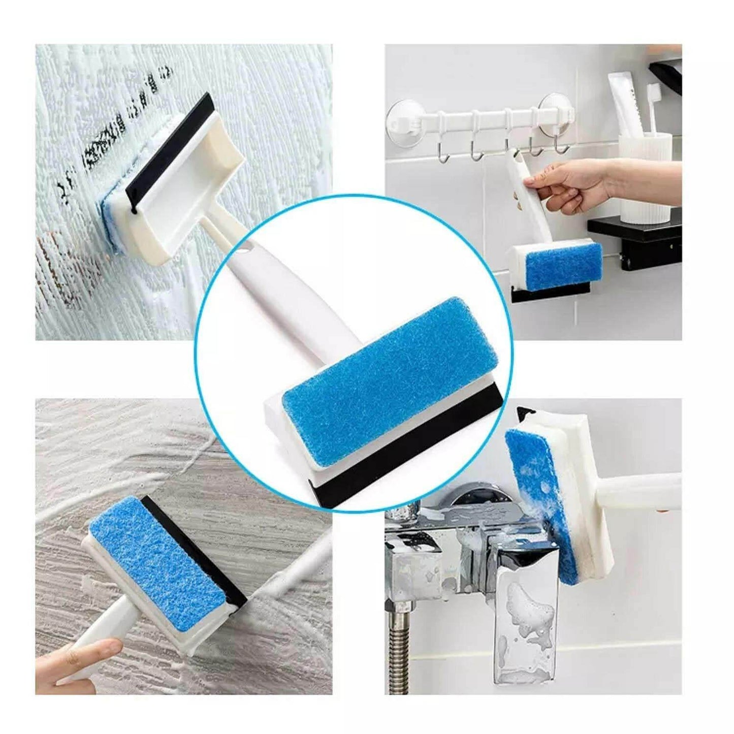 2-in-1 Glass Wiper & Cleaning Brush | Double-Sided Mirror, Tile, and Grout Cleaner for Bathroom & Windows - infinityexculsivestore.com